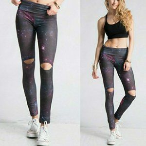 💙NEW!Fashionomics galaxy leggings with cut-outs L